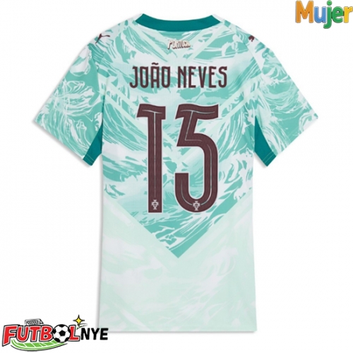 Camiseta Portugal Joao Neves #15 Visitante Equipación para mujer Mundial 2026 manga corta